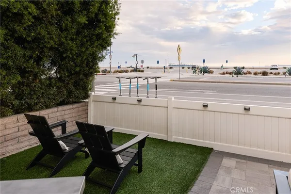 a view of a terrace with chairs