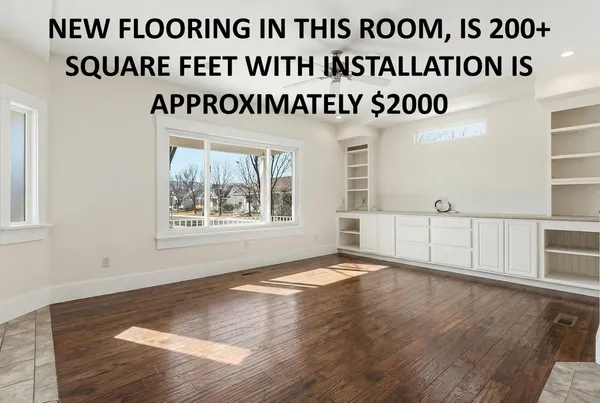 an empty room with windows