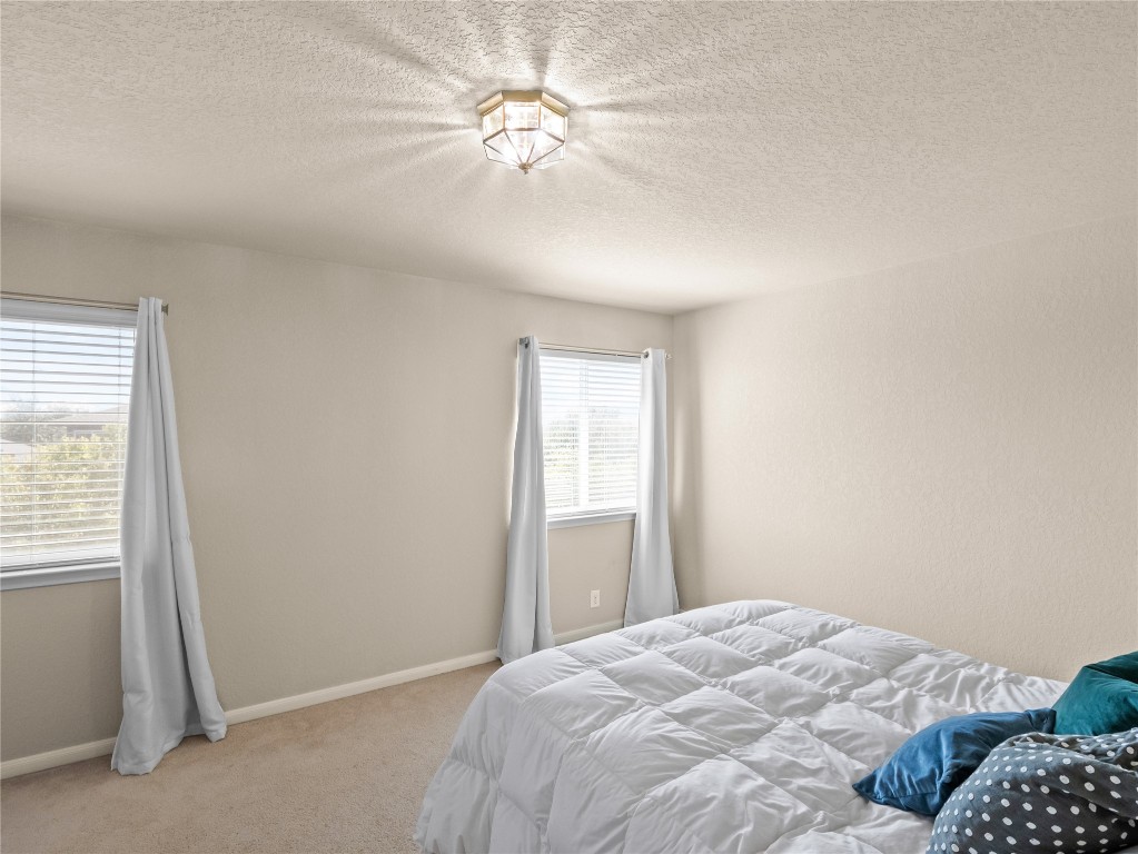 102 Wisteria Way San Marcos, TX 78666 - Photo 21 of 29 a bedroom with a bed and a chandelier