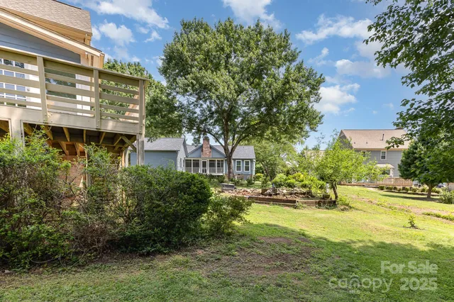 a view of a building with a garden