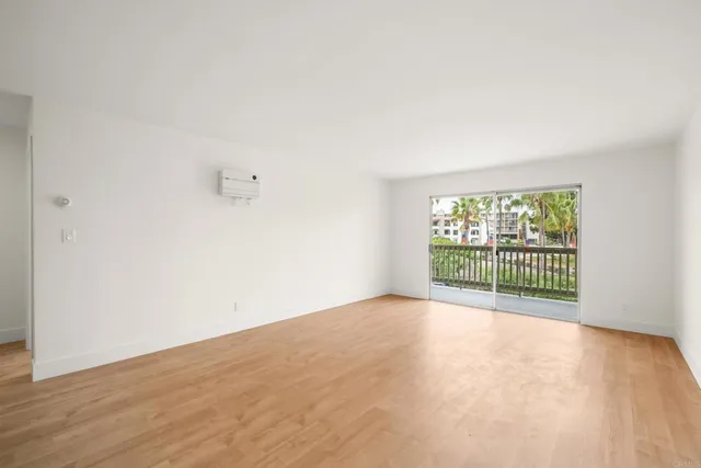 a view of a room with a window