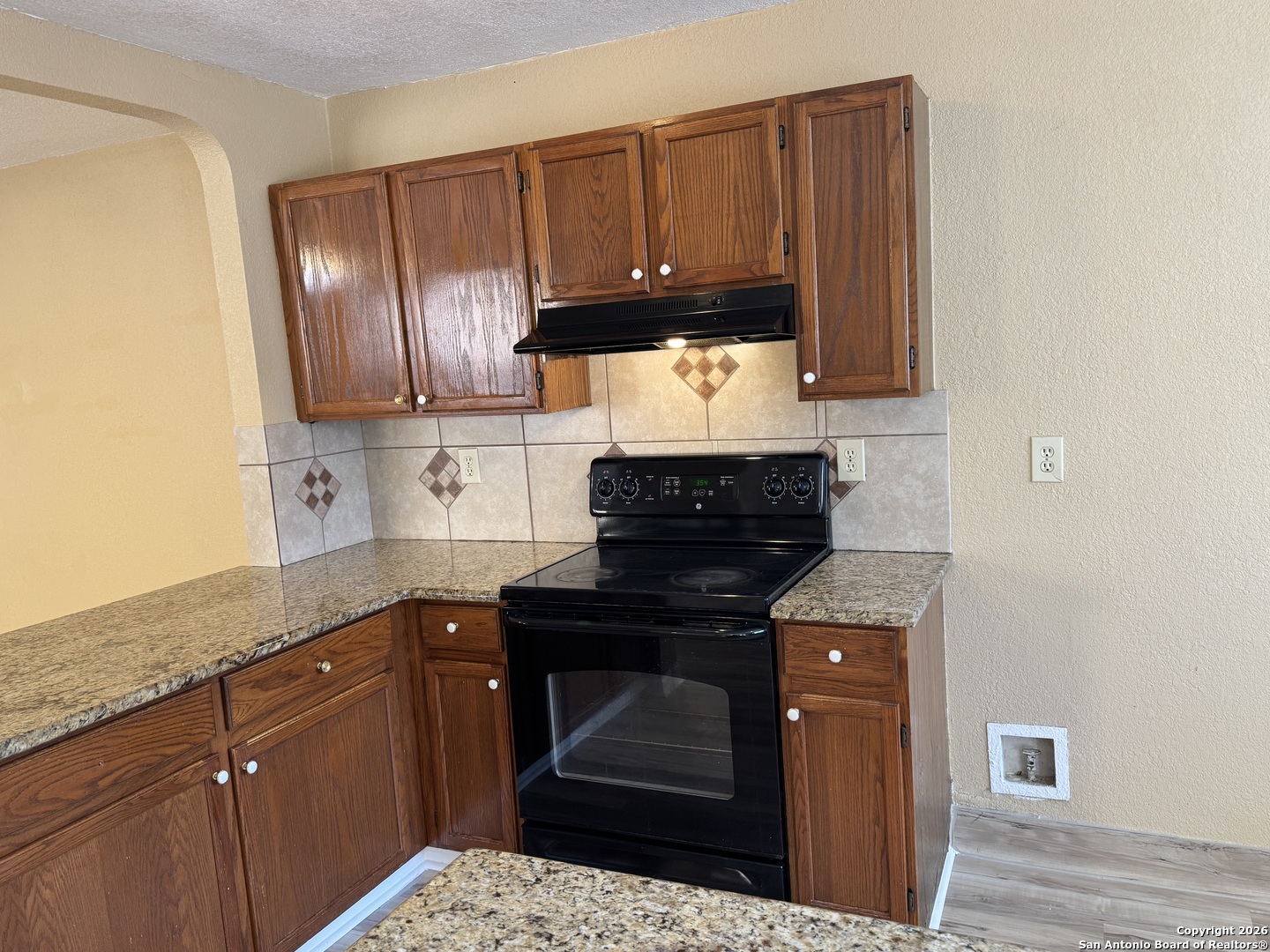 7315 Northallerton Converse, TX 78109 - Photo 8 of 22 a kitchen with granite countertop wood cabinets and stainless steel appliances