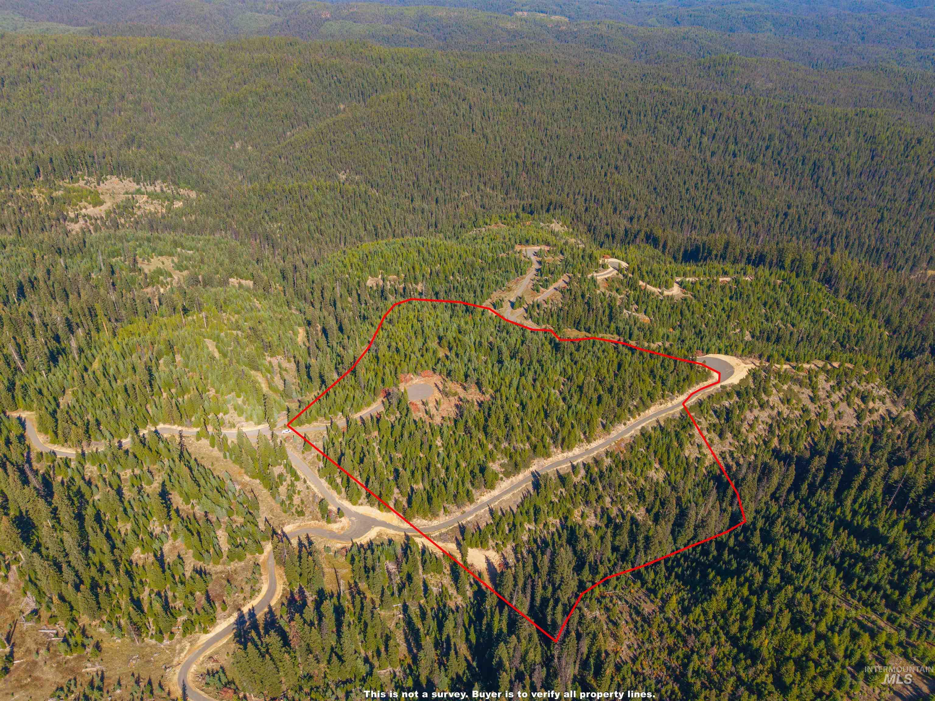 6 Tree Farm Trails Road Elk City, ID 83525 - Photo 3 of 13 Aerial view of property's location with property parcel outlined and a forest