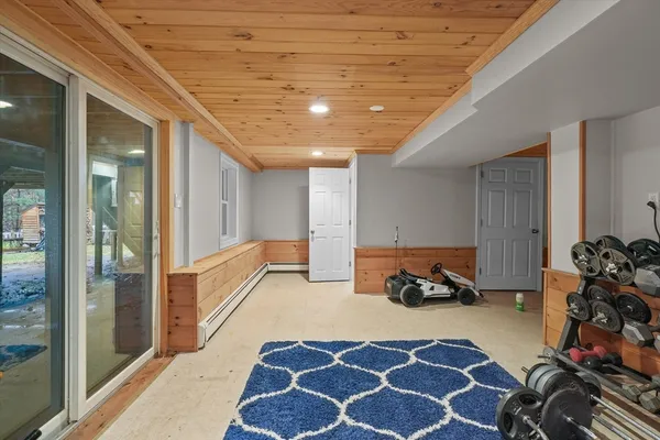 a view of a room with gym equipment