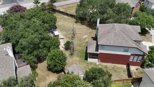 an aerial view of a house