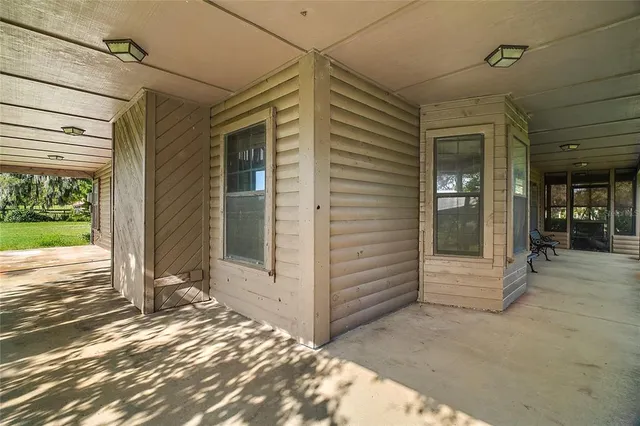 a view of a garden with an outdoor space