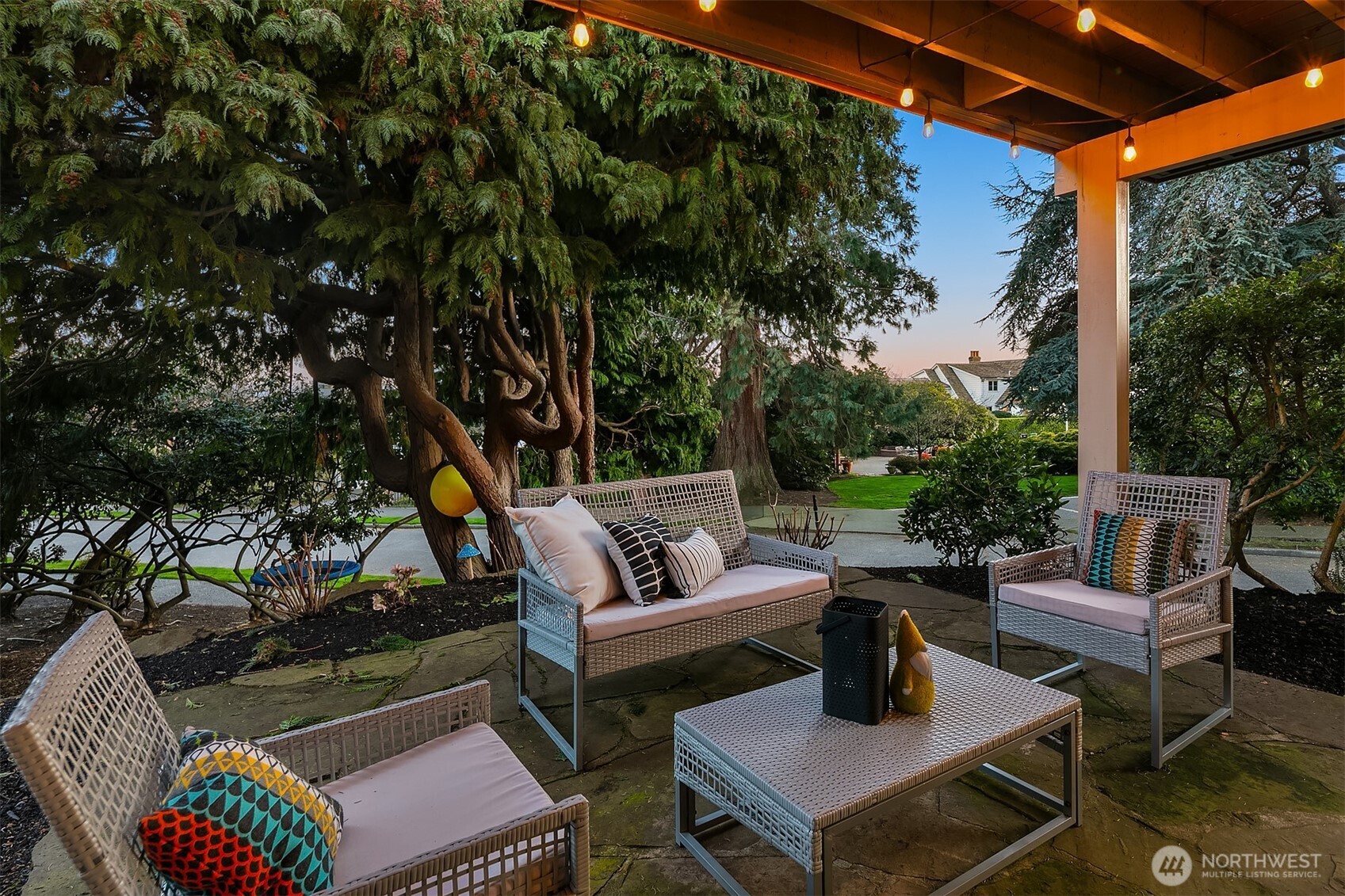 2016 Constance Drive West Seattle, WA 98199 - Photo 34 of 40 a view of a patio with couches chairs and a fire pit
