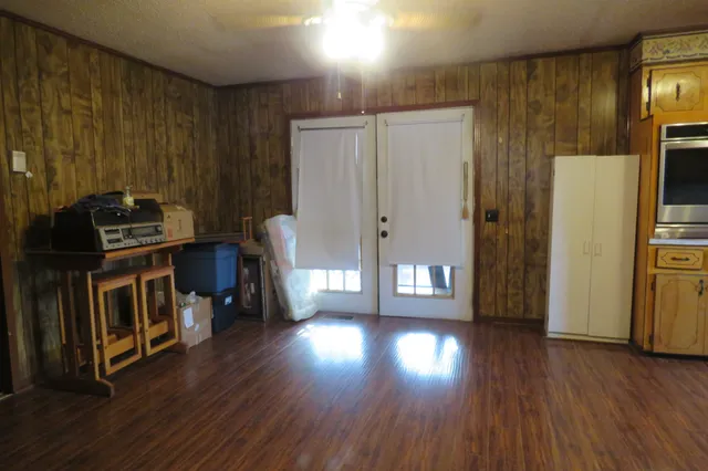 an empty room with windows