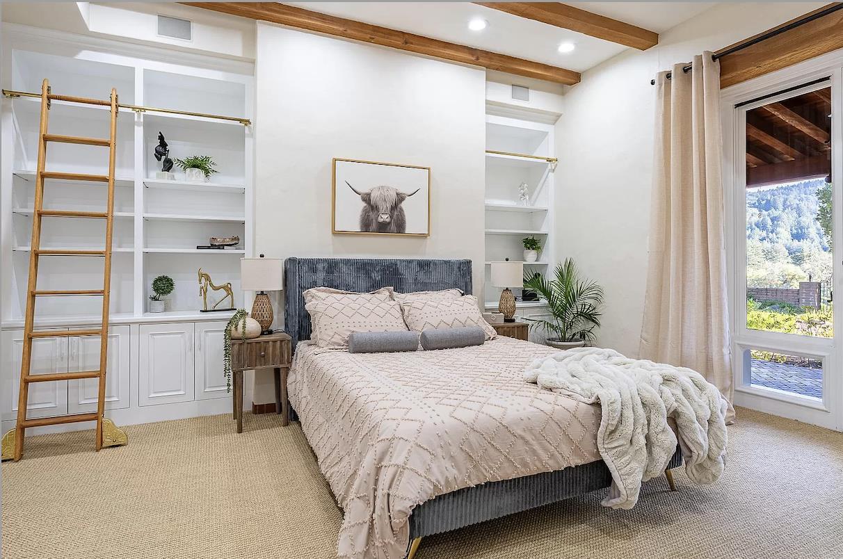 12 Vineyard Hill Road Woodside, CA 94062 - Photo 14 of 21 a bedroom with a bed and a window