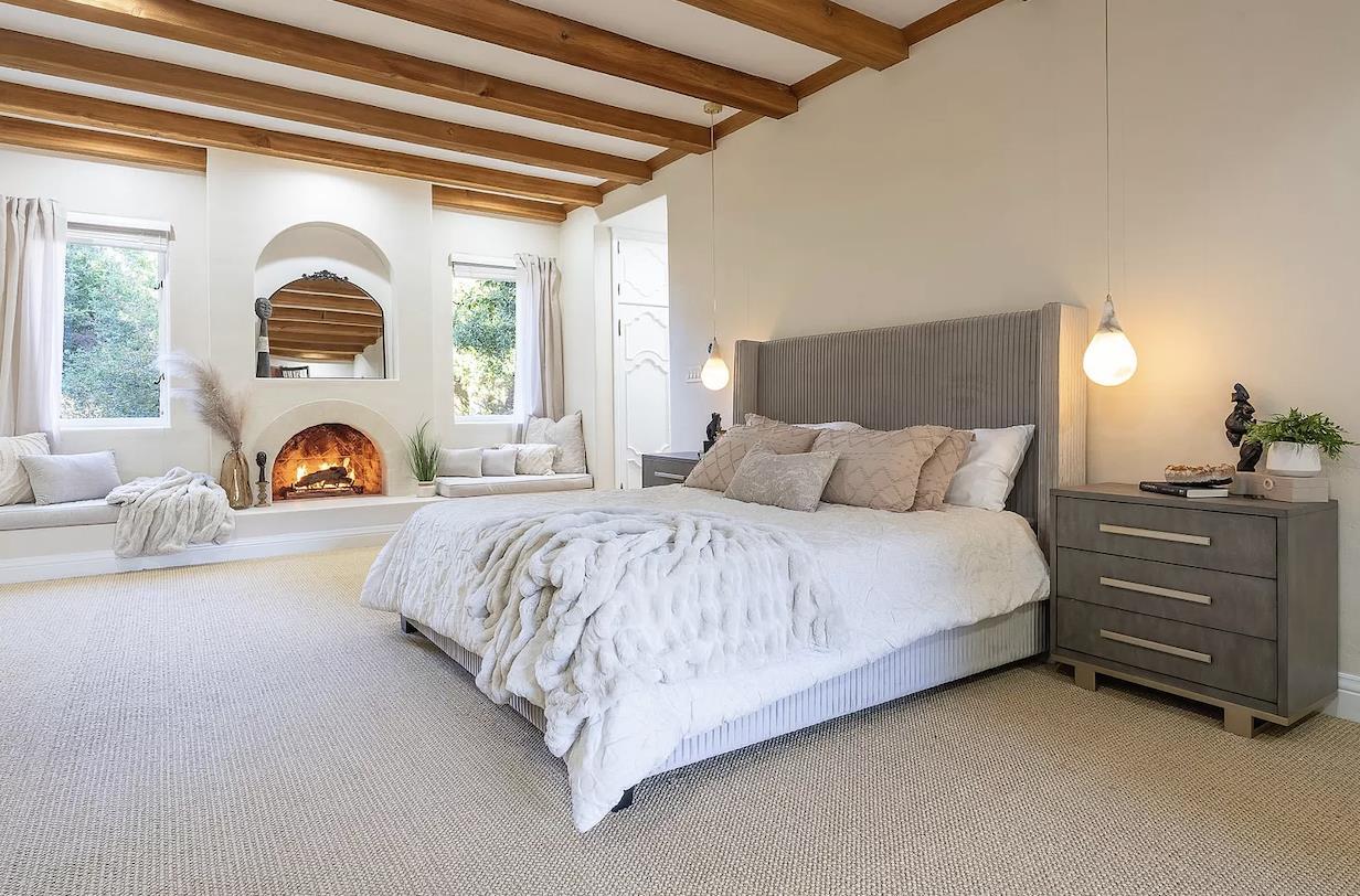 12 Vineyard Hill Road Woodside, CA 94062 - Photo 8 of 21 a bedroom with bed and a large window