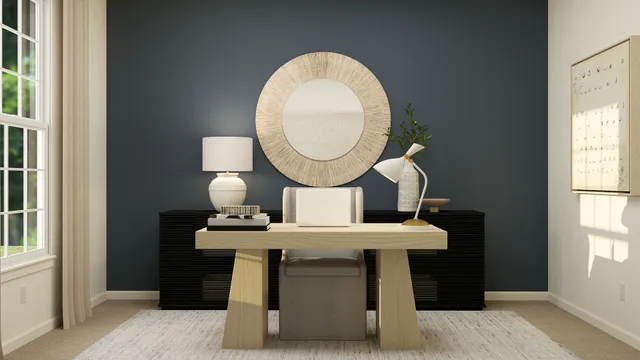 a view of a kitchen with a sink and a mirror