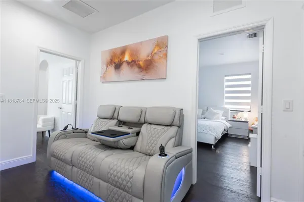 a room with a bed and a table
