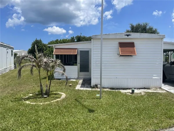 a view of a backyard with plants and a tree