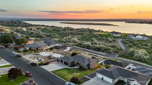 an aerial view of a city with houses