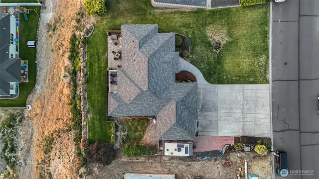 an aerial view of a house