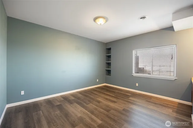 a view of a room with a window