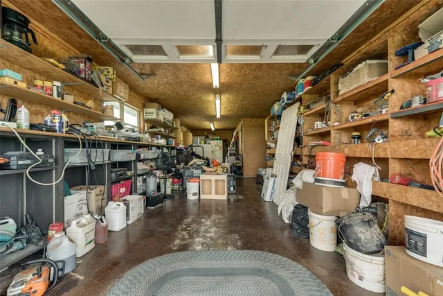 a living room with lots of different furniture