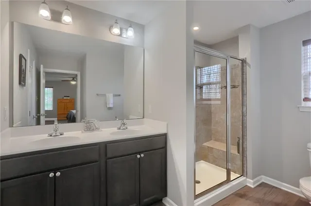 a bathroom with a shower