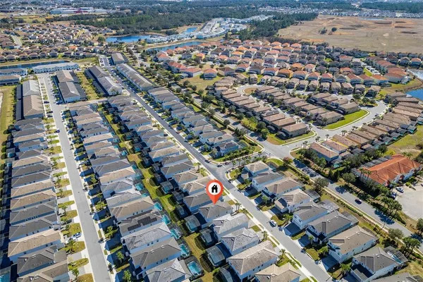 a view of a swimming pool with an outdoor space