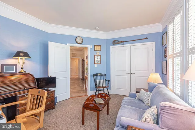 a view of a patio with couches chairs potted plants and a palm tree