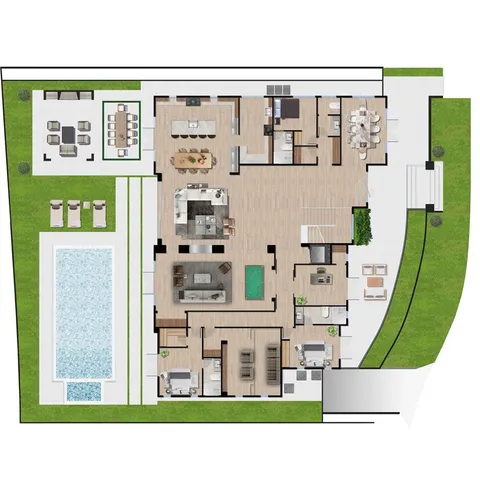 a black and white photo of a living room