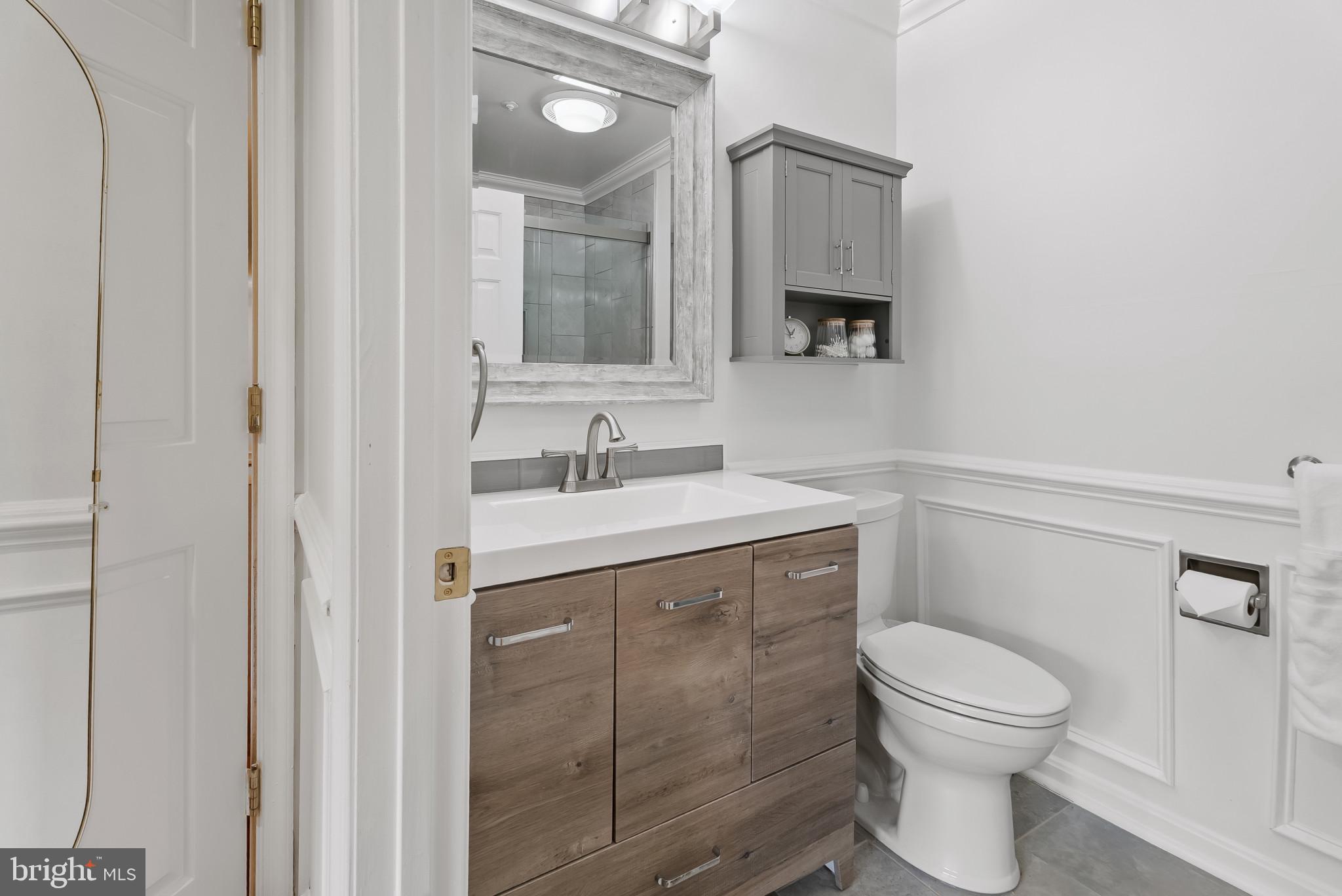 2406 Dominion Drive, Unit 1B Frederick, MD 21702 - Photo 16 of 30 a bathroom with a sink a toilet and mirror