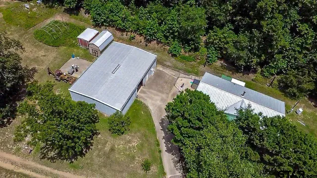 an aerial view of a house