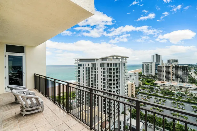 a view of balcony with city view