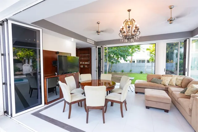 front view of a house with a garden