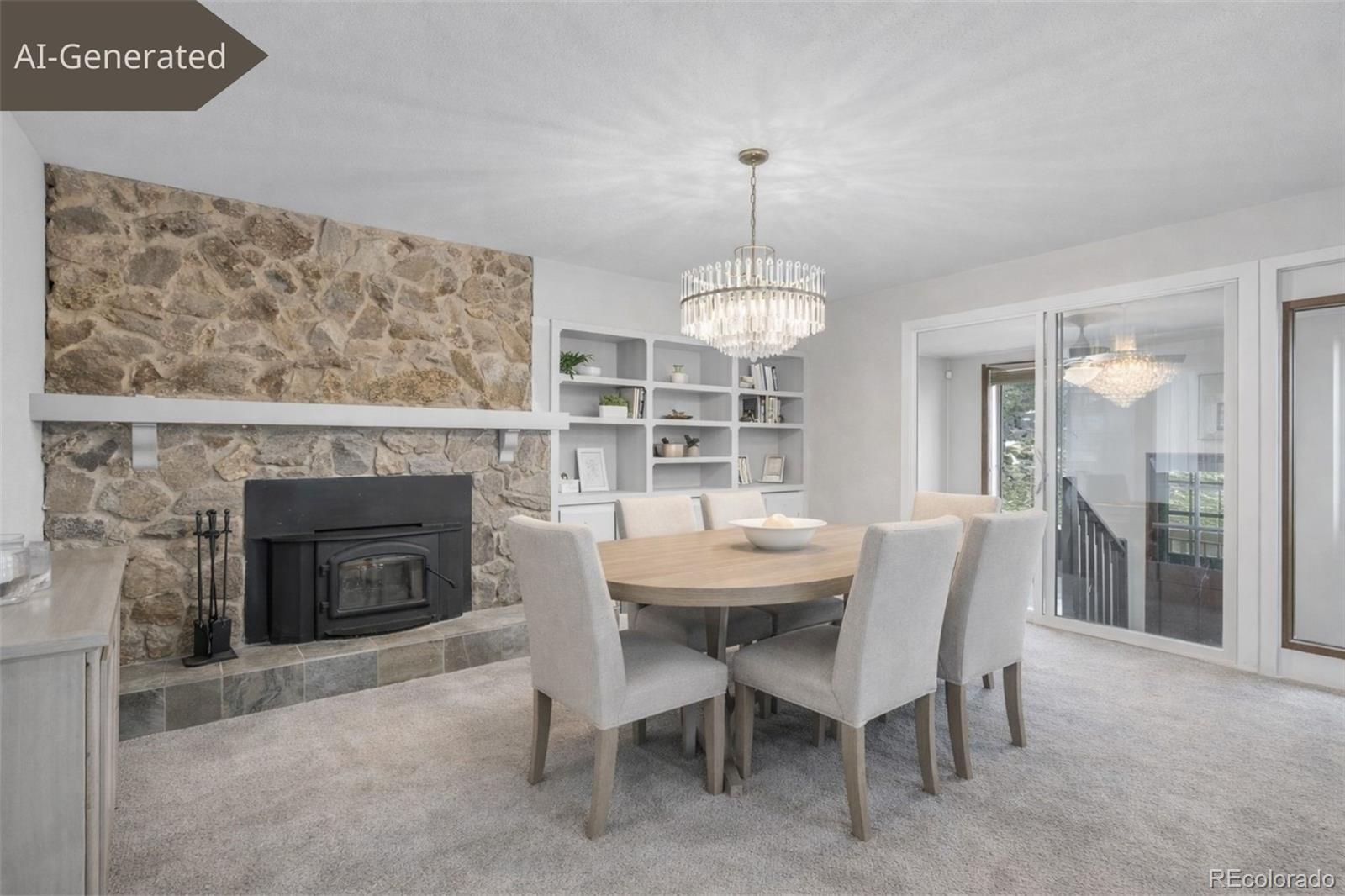 1995 Mockingbird Trail Bailey, CO 80421 - Photo 13 of 24 a view of a dining room with furniture wooden floor and chandelier