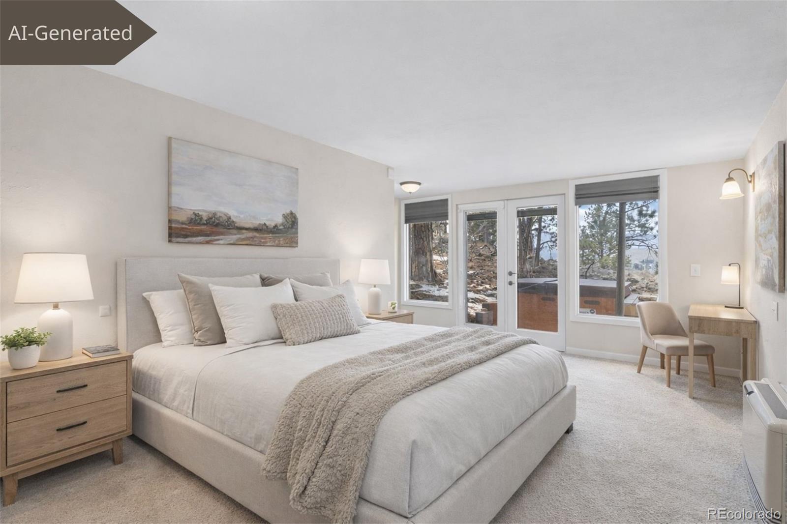 1995 Mockingbird Trail Bailey, CO 80421 - Photo 4 of 24 a bedroom with a large bed and a large window