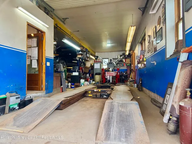 a view of a building with sitting area