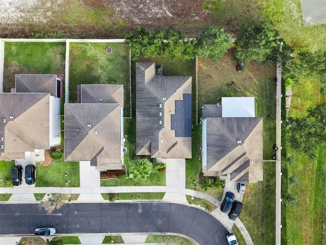 an aerial view of a house