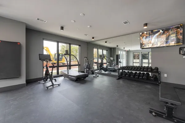 a view of a room with gym equipment