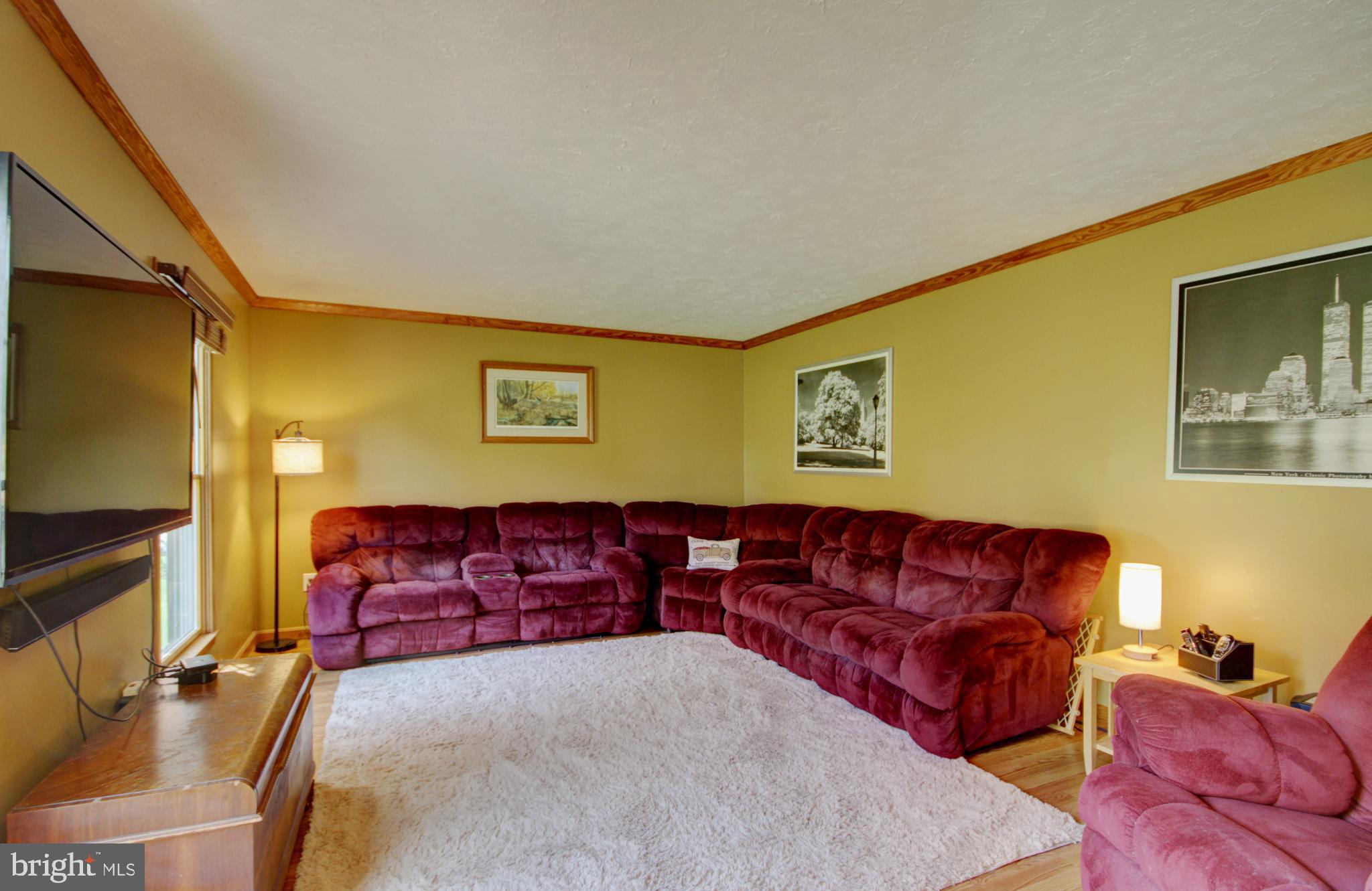 215 Hoffecker Road Phoenixville, PA 19460 - Photo 6 of 49 a blue couch sitting in a living room with a couch and dresser next to a wooden door