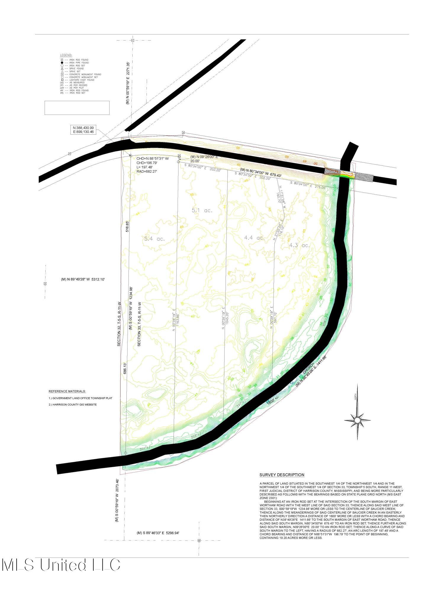 15920 East Wortham Road Saucier, MS 39574 - Photo 8 of 10 Parcel Layout with Contours