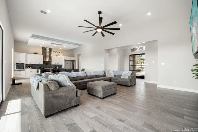 a living room with furniture