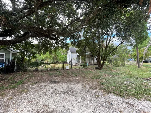 a view of a yard with a tree