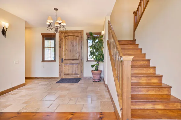 a view of an entryway with staircase