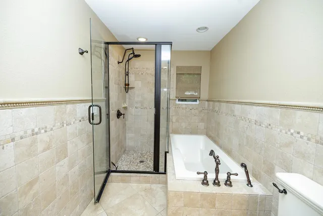 a bathroom with a bathtub