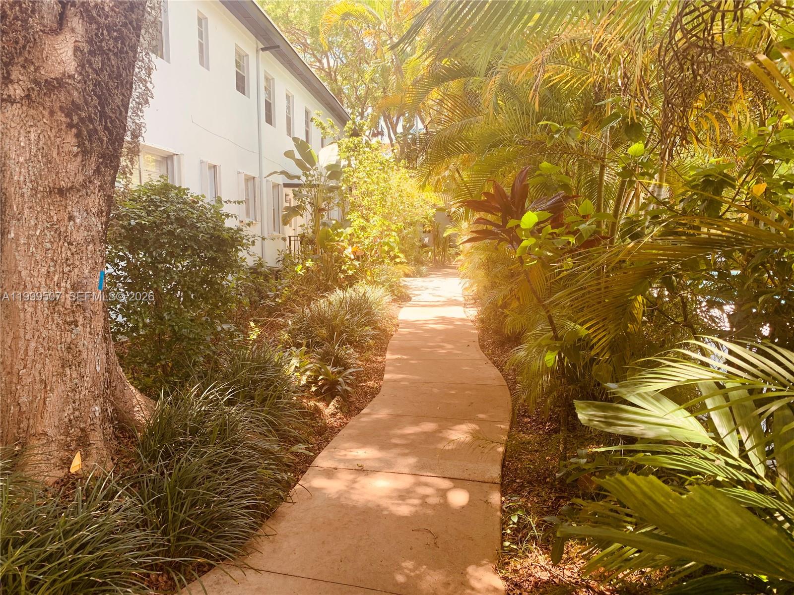 5605 Southwest 80th Street, Unit 97A Miami, FL 33143 - Photo 22 of 25 a view of a yard with plants and large tree