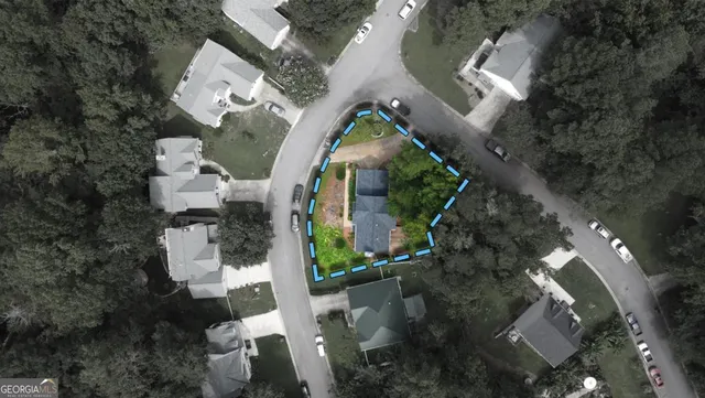 an aerial view of a house