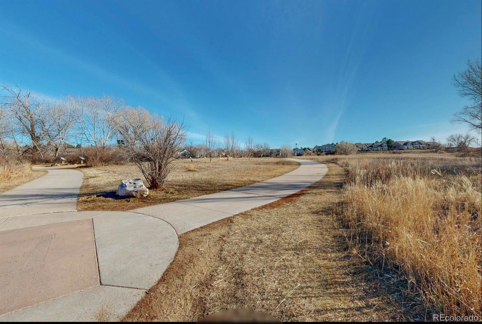 9195 Sugarstone Circle Highlands Ranch, CO 80130 - Photo 34 of 37 a view of a lake with beach and trees in the background