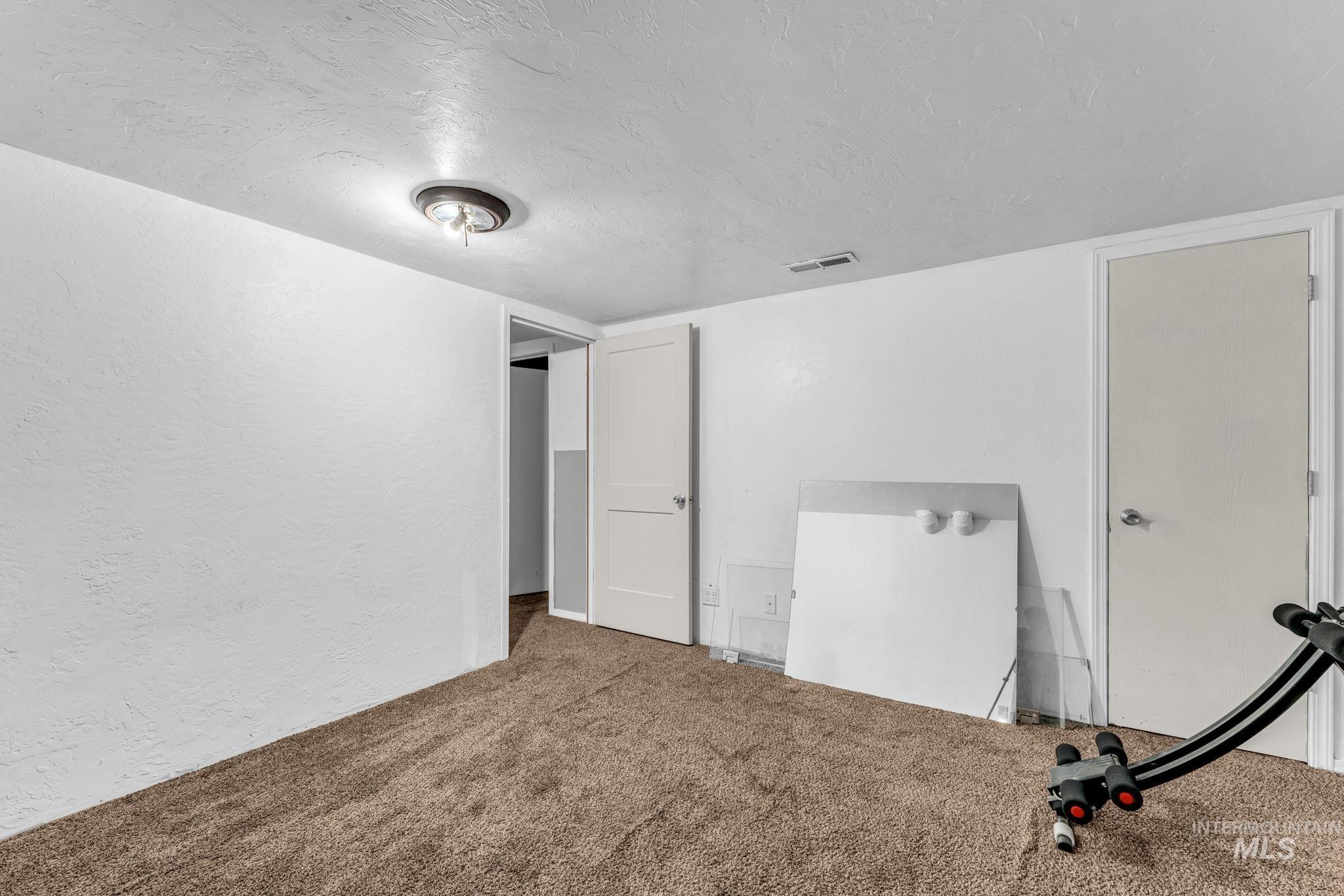 820 Meadows Drive Twin Falls, ID 83301 - Photo 29 of 38 Spacious lower-level room featuring brown carpet, two-tone painted walls, and a ceiling-mounted light fixture