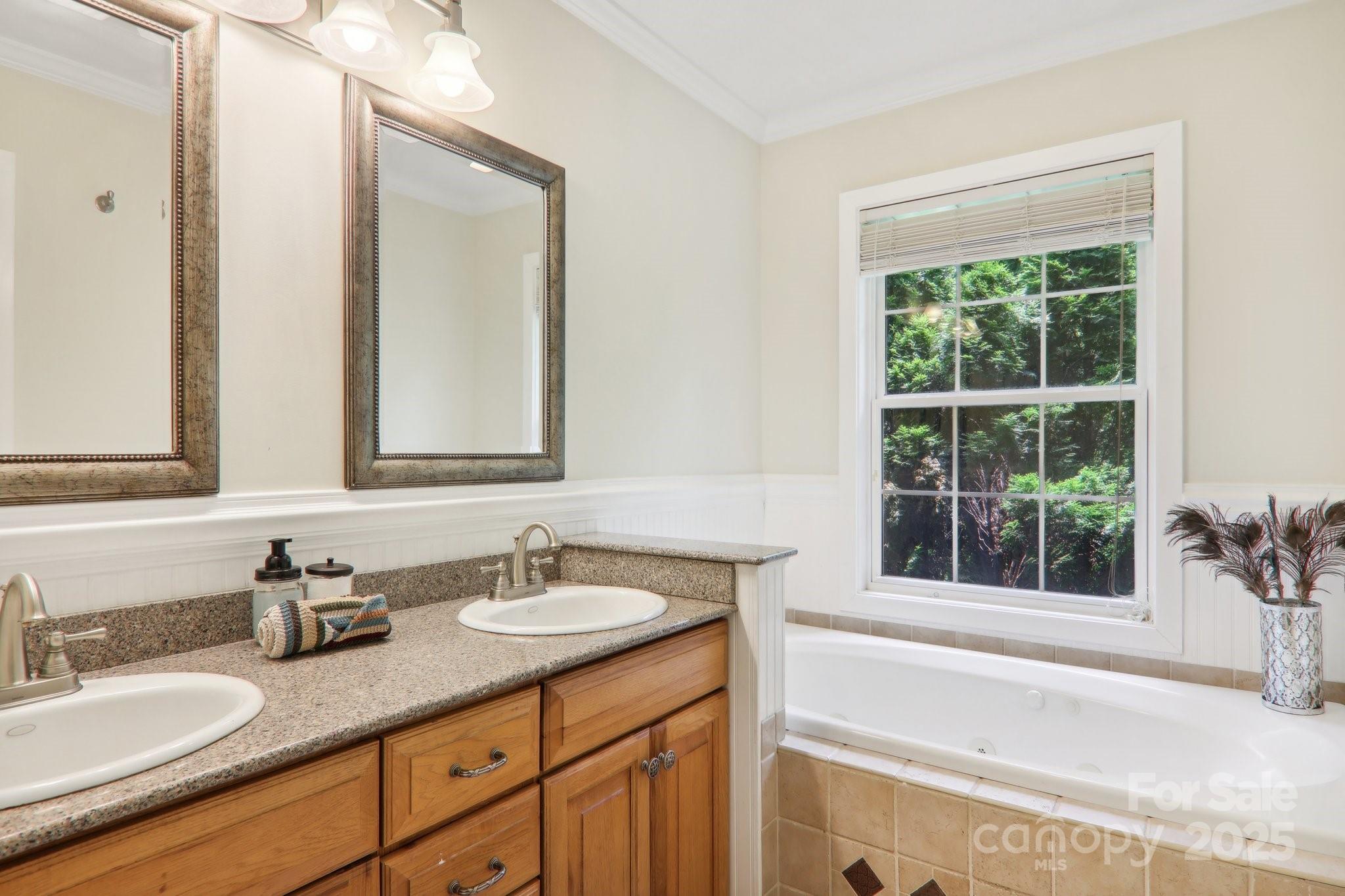33 Warlick Road Mills River, NC 28759 - Photo 28 of 48 a bathroom with a granite countertop sink and a large mirror