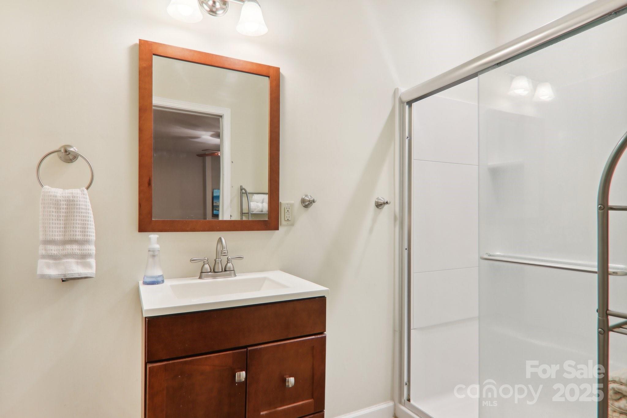 33 Warlick Road Mills River, NC 28759 - Photo 36 of 48 a bathroom with a sink vanity and a mirror