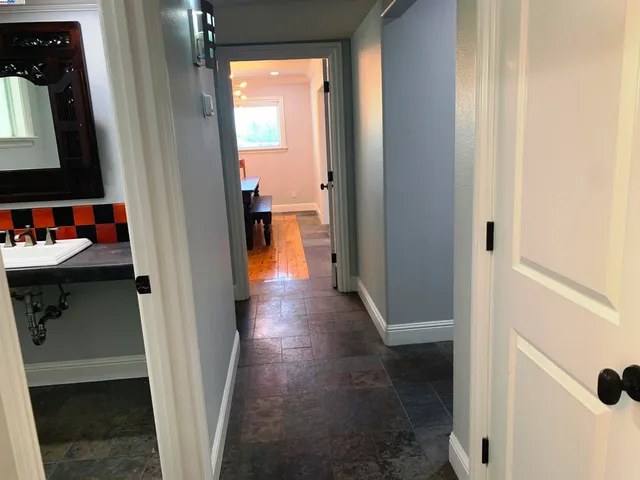 a view of kitchen and window