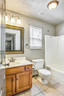 a bathroom with a sink a toilet a mirror and shower