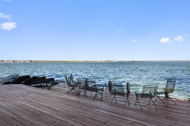 a view of a terrace with seating area