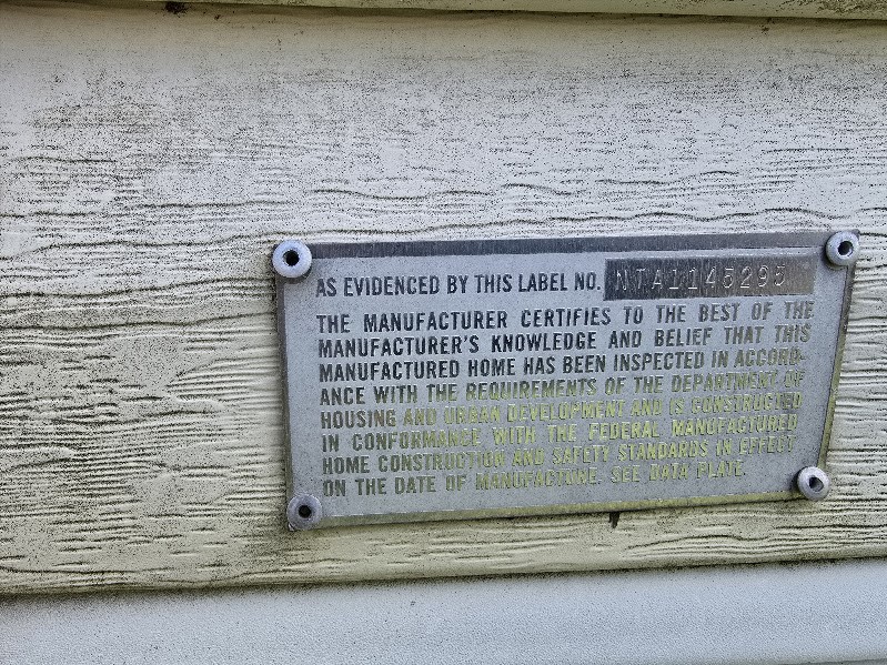 713 Sheep Pen Road Unadilla, NY 13849 - Photo 21 of 22 tag affixed to mobile home